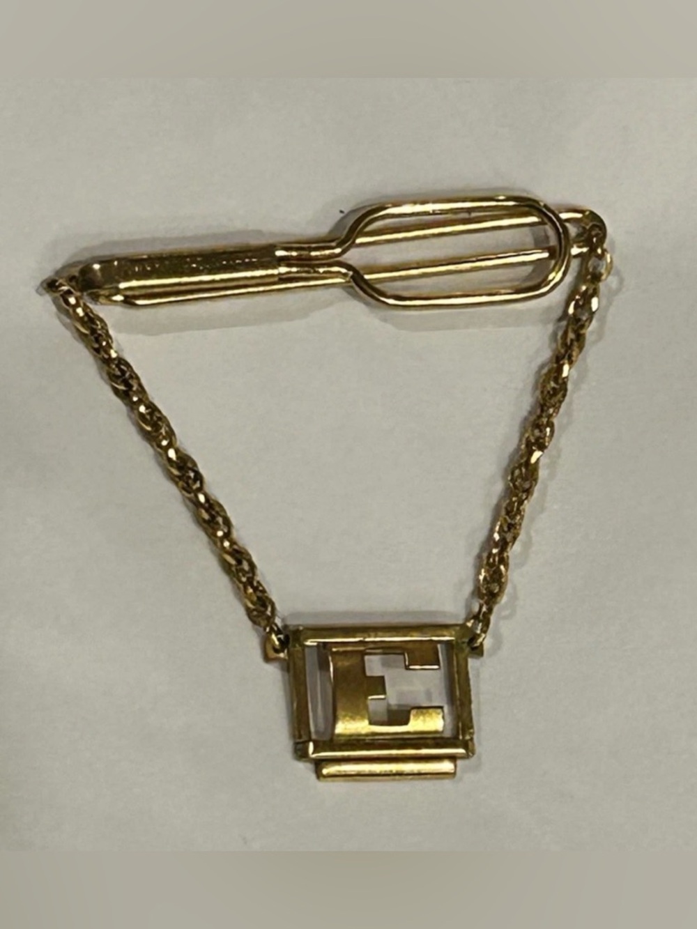 Vintage 1960s SWANK Men’s Tie Chain Clip MidCentMod Geometric - 14k Gold Filled